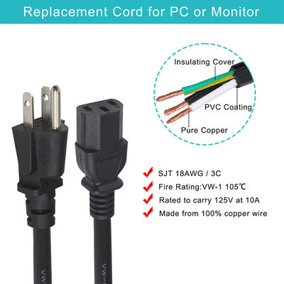 6FT モニター ラップトップ 電源コード 3Prong Nema 515P to IEC 320 C13 家電用