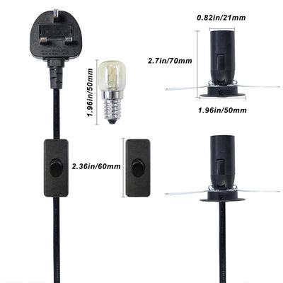 イギリス 3Pinプラグ E14 E27 塩ランプホルダー電源コード