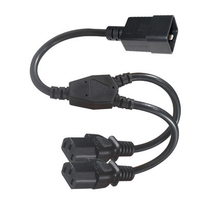 C20 - デュアル C13 電源スプリッターケーブル 6フィート 250V ブラック PVC