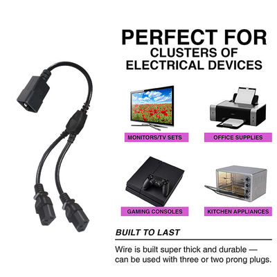 C20 - デュアル C13 電源スプリッターケーブル 6フィート 250V ブラック PVC