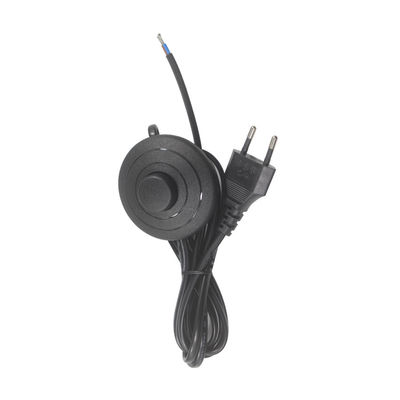 塩ランプ用フットスイッチ付きEU 2ピン電源コード 6FT ブラック