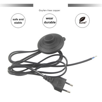 塩ランプ用フットスイッチ付きEU 2ピン電源コード 6FT ブラック