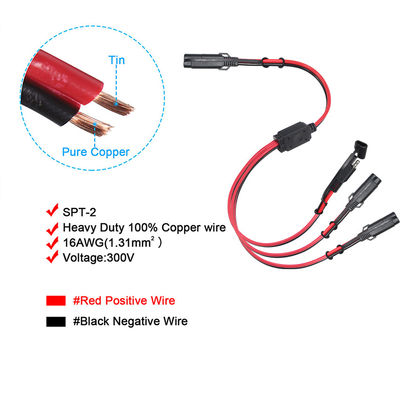 SAEからSAEの延長ケーブル 3方向スプリッタ 12V 16AWG 2FT 2ピン 快速脱線プラグ