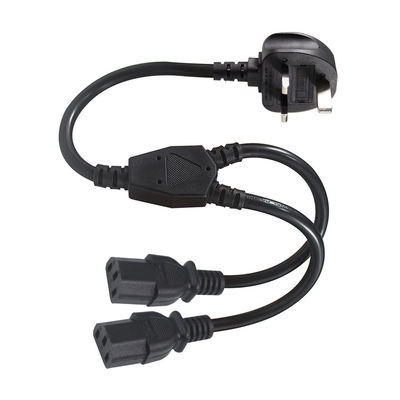 BSI 承認 Y 支部延長ケーブル UK 3Pin to IEC C13 女性ソケット供給コード