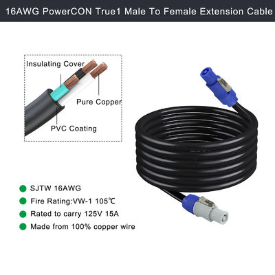 NAC3FCA から NAC3FCB 20A PowerCon True1 ケーブル SJTW 14AWG