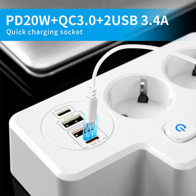 QC3.0 シュコ CEE 7/7 EU 電源充電器コンバーター 2A+1C クイック 2500W