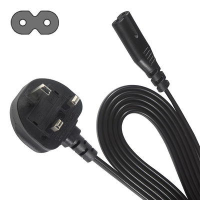 1.8M 黒 0.75mm BS標準プラグ イギリス 3ピンからIEC C7AC電源コード