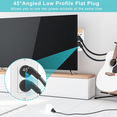 NEMA 5-15P 3Pinプラグ IEC電源コードとC13 右角ケトルプラグ 45度の曲がり