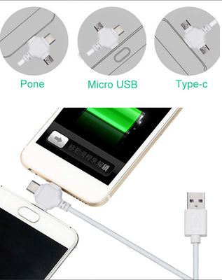 3つの同時充電ポートと耐久性ナイロン帯状ケーブルを備えたCE認証のマルチデバイス充電ケーブル