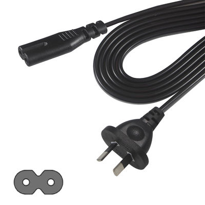 AU 2P IEC60320 C7 電源コードへのプラグ SAA 認証 250V 7.5A フラットケーブル PVC ジャケット ラップトップ/家電用の純銅