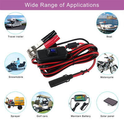 Sae 充電ワイヤ延長ケーブル 12v オンオフの電源スイッチ 14awg アリガタークリップ 2ピン 迅速なバッテリー バッテリークランプ