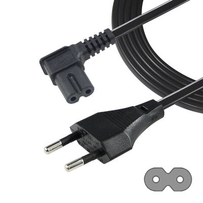 EU 2Pin to Angled C7 パワーコード ラップトップ/モニター/テレビ VDE 承認された保温材料 PVC/ゴム