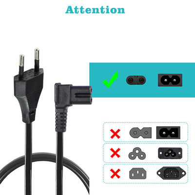 EU 2Pin to Angled C7 パワーコード ラップトップ/モニター/テレビ VDE 承認された保温材料 PVC/ゴム