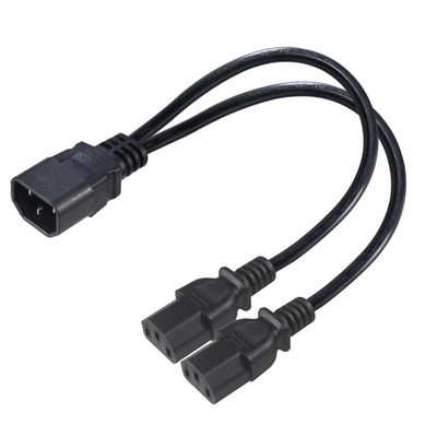16AWG ヘビー・デューティ C14 から 2xC13 サーバー/産業用機器用電源コード 300V 10A ROHS 認定 3 角プラグ