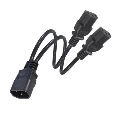16AWG ヘビー・デューティ C14 から 2xC13 サーバー/産業用機器用電源コード 300V 10A ROHS 認定 3 角プラグ