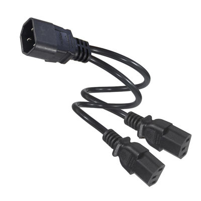 16AWG ヘビー・デューティ C14 から 2xC13 サーバー/産業用機器用電源コード 300V 10A ROHS 認定 3 角プラグ