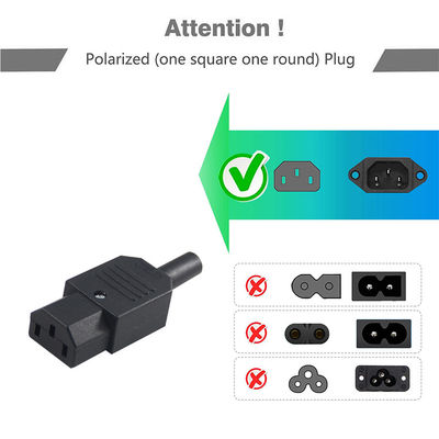 プレミアムヘビーデューティ 18AWG 3 Prong IEC 60320 C13 パワーコード コンピュータサーバーモニター, 250V 10A 3M CE RoHS 認証の柔軟なPVC