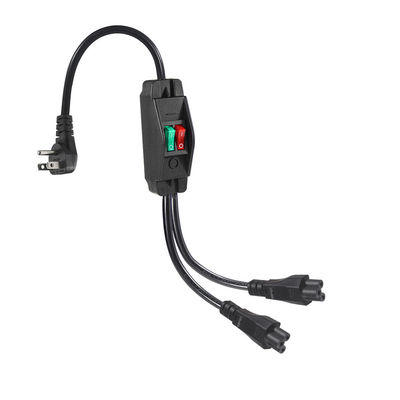 NEMA 5-15P - デュアルIEC C5 電源スプリッター (スイッチ付き) 125V 10A