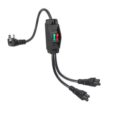 NEMA 5-15P - デュアルIEC C5 電源スプリッター (スイッチ付き) 125V 10A
