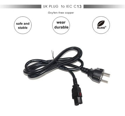 EU認定 2Pin to C15 電源コード 10A 250V 家庭用電器とサーバー用ラック (1.2M重用) の VDE/CE 安全