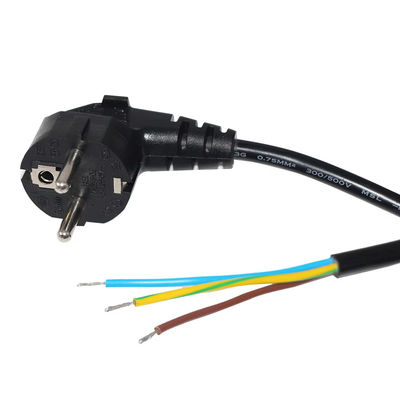 ヨーロッパのSchukoプラグ オープンエンド電源コード 10A 250V 産業用/家庭用赤銅線 CE RoHS対応