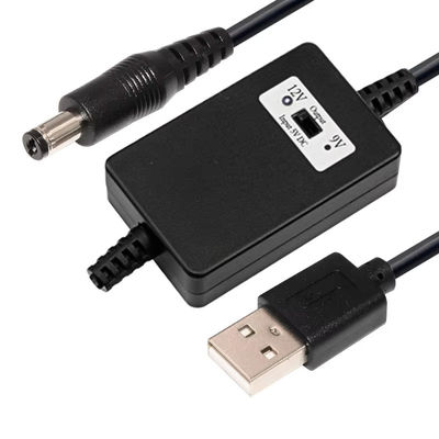 USB A 男性からDC5.5*2.1mm ストレージアップケーブル 5Vから9V/12V 変換器 超負荷保護の電源装置