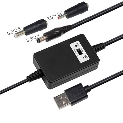 USB A 男性からDC5.5*2.1mm ストレージアップケーブル 5Vから9V/12V 変換器 超負荷保護の電源装置