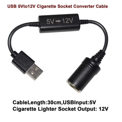 5Vから12VのUSBカーアダプターケーブル ス텝アップ変換ケーブル 煙草点灯器ソケット,電話用 GPSダッシュカメラ,24Wの安全な充電