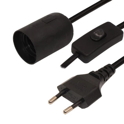 耐久性のあるEUプラグE27電球ホルダーケーブル 303スイッチと2本のソケットで,室内/室外照明 - CE認証 (220-240V)