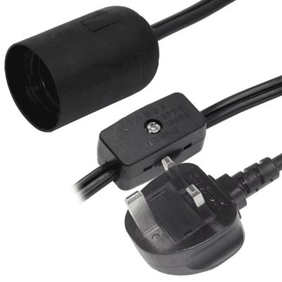 イギリス プラグ E27 ランプソケットアダプタケーブル 線内オン/オフスイッチ テーブルランプ用の電球ホルダー変換器 10A 250V