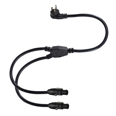 NEMA 5-15P to Dual PowerCON Y スプリッターケーブル (舞台照明用)