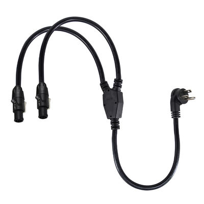 NEMA 5-15P to Dual PowerCON Y スプリッターケーブル (舞台照明用)