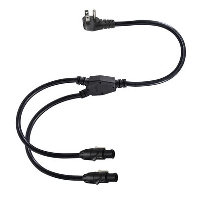 NEMA 5-15P to Dual PowerCON Y スプリッターケーブル (舞台照明用)