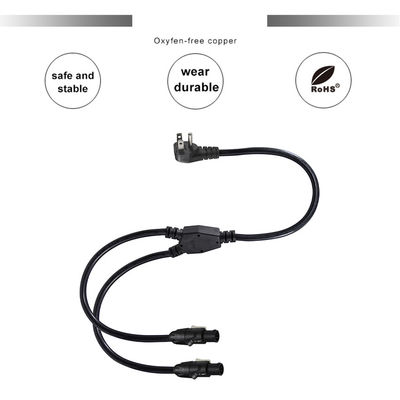 NEMA 5-15P to Dual PowerCON Y スプリッターケーブル (舞台照明用)