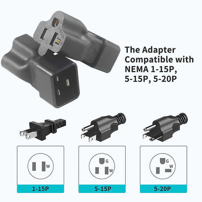 NEMA 5-15R to IEC 320 C20 変換プラグアダプタ データセンター/産業用,250V 15A 耐久電源コネクタ