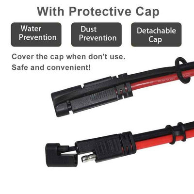 SAE to SAE Weatherproof Connector Panel Mount 16AWG Cable for Solar Generator Socket Sidewall Port Battery Charger