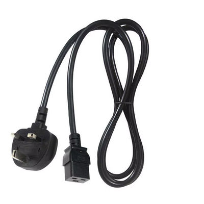 UK to C19 データセンター用重用電源ケーブル 16A 250V 14AWG 1.2M 黒 BS1363 安全認証
