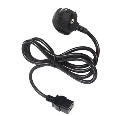 UK to C19 データセンター用重用電源ケーブル 16A 250V 14AWG 1.2M 黒 BS1363 安全認証