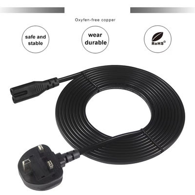 イギリスからC7電源ケーブル 1.5M 250V 2.5A 18AWG 柔軟なPVC ニンテンドースイッチ/スピーカー/ラップトップ電源アダプタ