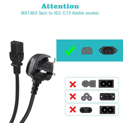 UKからC13電源ケーブル 1.2M 250V 13A 16AWG サーバー/医療機器/データセンターPDU用の重用ケーブル (CE/BS1363/RoHS)
