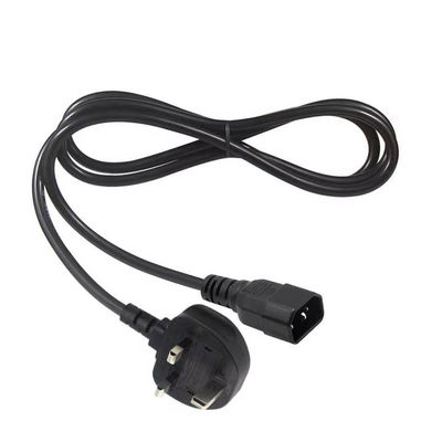 UKからC14電源ケーブル 1.2M 250V 10A 16AWG シールドケーブル UPS/サーバーラック/医療機器 (IP67/RoHS/BS1363)