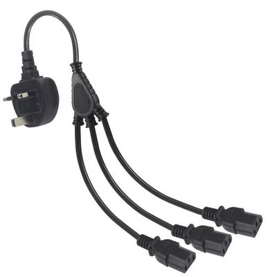 イギリス サーバーラック/UPS/データセンター用のMulti C13電源コード1.8M 250V 13A 16AWG PDUケーブルへのプラグ (BS1363/IEC 60320/RoHS)