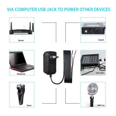 US プラグ AC 電源コードから裸のワイヤーへ 2 角 NEMA 1-15P から LED ドライバー/電源/DIY のストリップ端ケーブルへ