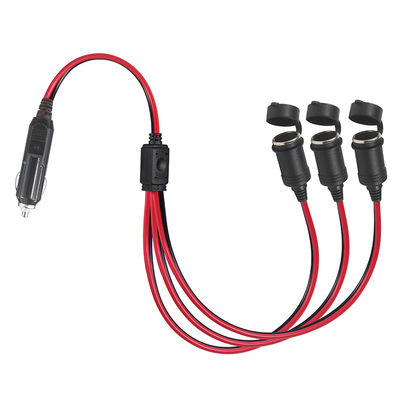 トリプルソケット 自動車のタバコ点灯器 スプリッター アダプタ 12V/24V 車両充電器の電源拡張用のスイッチ付き