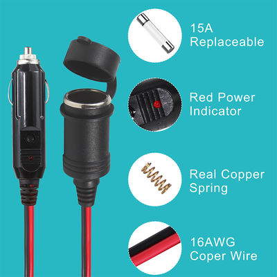 12V 24V 車用シガーライター分配器、ソケット3個とスイッチ付き