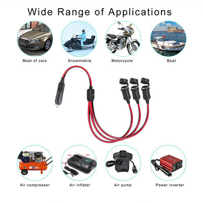 トリプルソケット 自動車のタバコ点灯器 スプリッター アダプタ 12V/24V 車両充電器の電源拡張用のスイッチ付き