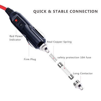 12V 自動車タバコ点灯器 プラグ DC コネクタ 電源ケーブル ダッシュカメラ ルータ クーラーとDIY デバイス