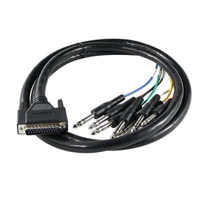 DB - 25〜6.35mm TSオーディオブレイアウトケーブル 保護 28AWG プロオーディオ機器/レコーディングスタジオ用 4フィート長