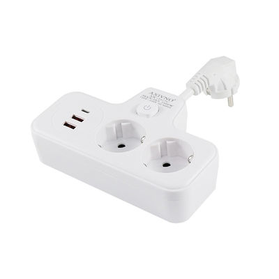 2 USBポート、2 ACコンセント、Type-C充電ポート付き多機能EU電源ソケットエクステンダー 250V壁掛けアダプター