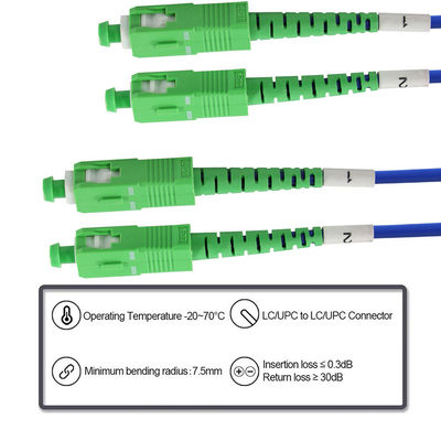 SC APC シングルモード光ファイバーパッチケーブル - FTTH,テレコムキャビネット,ODFアプリケーションのための低損失ジャンパーコード